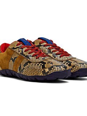 Wales Bonner Men's Tan Snakeskin Cadence Low Top Sneakers Size 44 (MSRP $745)